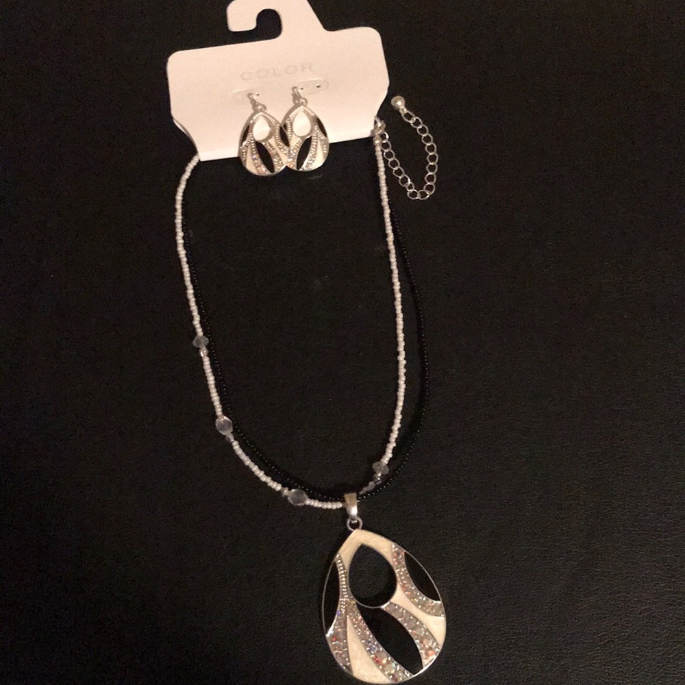 NWT Color Rhinestone Necklace and earring set